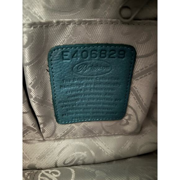 Brighton Hobo Handbag Bag Purse Braided Handle Silver Grommets Blue Turquoise - Picture 7 of 13